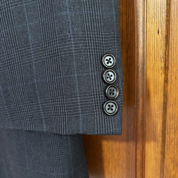 Hickey Freeman Boardroom Jacket Blazer Coat Men's Size 42R Blue Wool Houndstooth - Picture 3 of 11